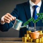 Businessmen with plants