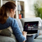 Young woman trading online