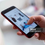 Online shopping on smartphone.