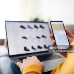 Man shopping online easy and fast.The convenience of shopping online.