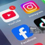 Various social apps on mobile phones Instagram Facebook Youtube WA Business