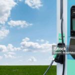 Biofuel filling station on a background of blue sky