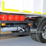 LPG gas cylinders in the truck the engine of which uses the liquefied gas
