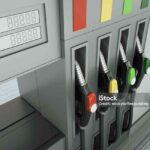 Fuel dispenser at the gas station. 3D rendered illustration.