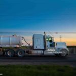Semi truck transporting chemicals/propane in New Mexico, USA