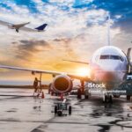 Passenger airplane getting ready for flight
