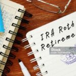 Business concept meaning IRA Roth Retirement with sign on the piece of paper.