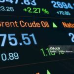 Brent crude oil price moving up, energy commodity trading.