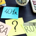 401k ira roth on pieces of paper. Retirement planning.