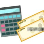 Calculator and money. Vector illustrator