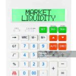 Calculator with MARKET LIQUIDITY on display isolated on white background