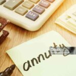 Annuity sign and calculator. Money for savings.