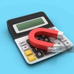 3D Calculator with Magnet - Colored Background - 3D Rendering