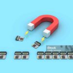 Magnet with Calculator - Colored Background - 3D Rendering