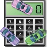 Car and calculator over white,vector illustration