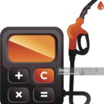 Gas station pump as calculator with fuel nozzle