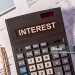 INTEREST word made on calculator and documents