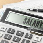 calculator with the word salary on the display