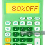 Calculator with 80%OFF on display on white background