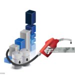 Business graph with a gas pump nozzle