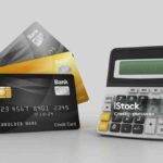 Credit Cards with Calculator - Colored Background - 3D Rendering