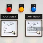 Analogue ammeter and voltmeter isolated on white background