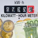 Electric meter with Euro coin and banknote money
