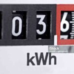 Close-up of an analog electricity meter display.